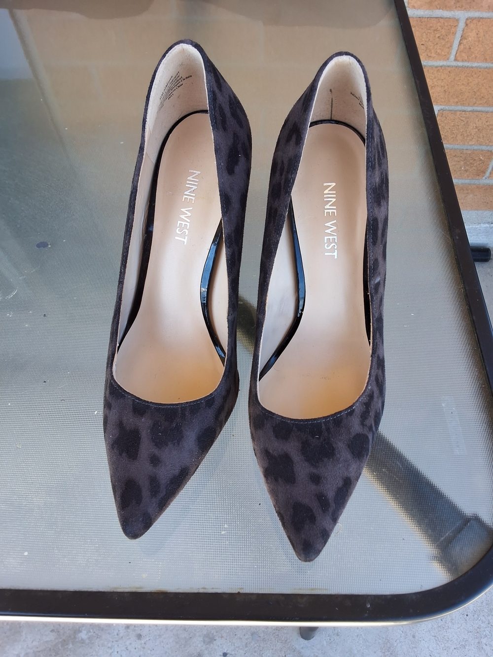 Nine West Women's Black Leopard Print Pointed Toe Pumps